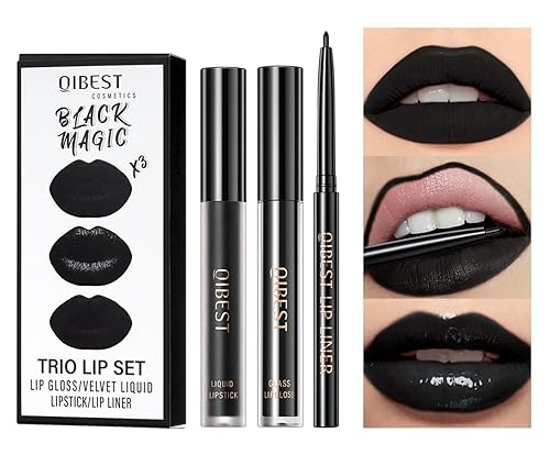 MAEPEOR Kit de labios todo en uno, 3 en 1, delineador de labios suave y lápiz labial con lápiz labial líquido de terciopelo mate, brillo labial