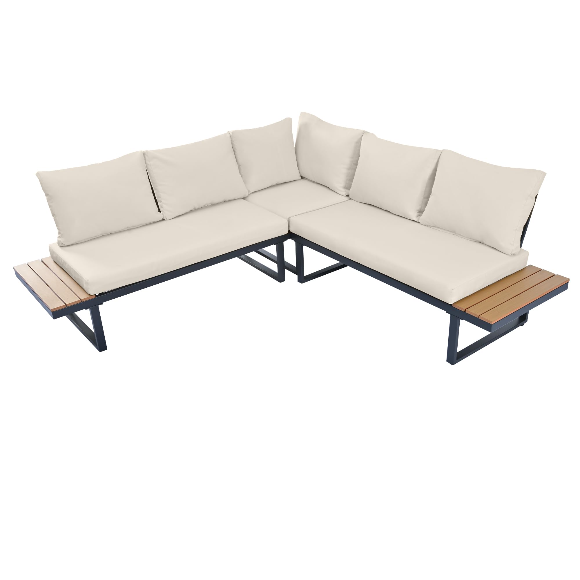 Idemon Set per il tempo libero da giardino, posizione angolare con funzione regolabile (5 livelli regolabili, fino a 55°), tubo in acciaio zincato, piastra in plastica con venature in teak, con