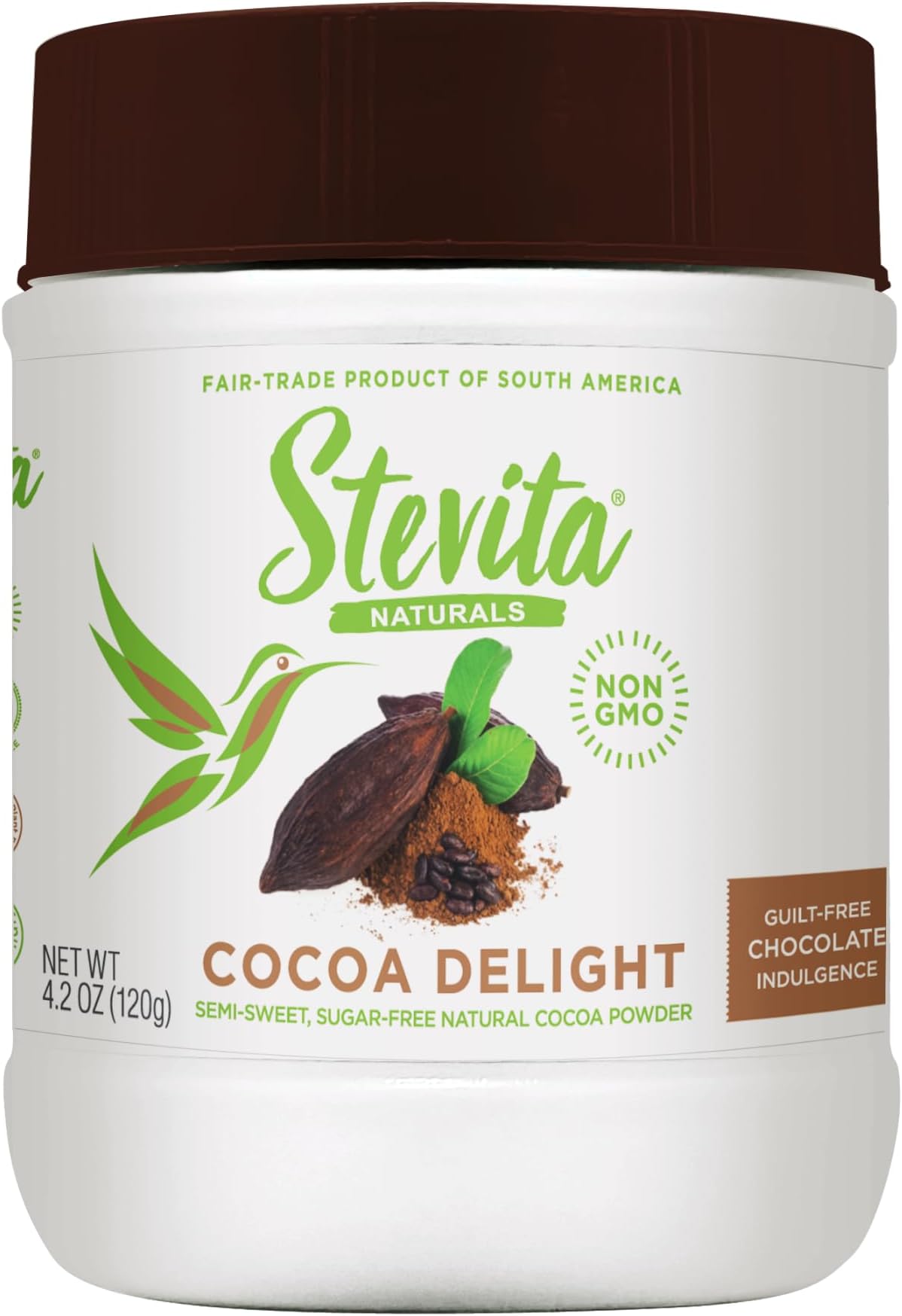 STEVITACocoa Delight - 4.2 oz - Natural Cocoa Powder with Stevia - For Smoothies, Desserts & Recipes - Non-GMO, Vegan, Keto, Paleo, Gluten Free - 60 Servings