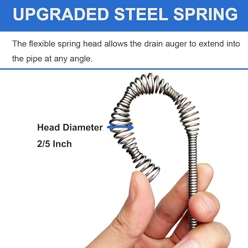 Miniatura 6 de Barrena de drenaje, removedor de obstrucciones Breezz con adaptador de taladro, 25 pies flexible de plomería de serpiente, uso manual o alimentado