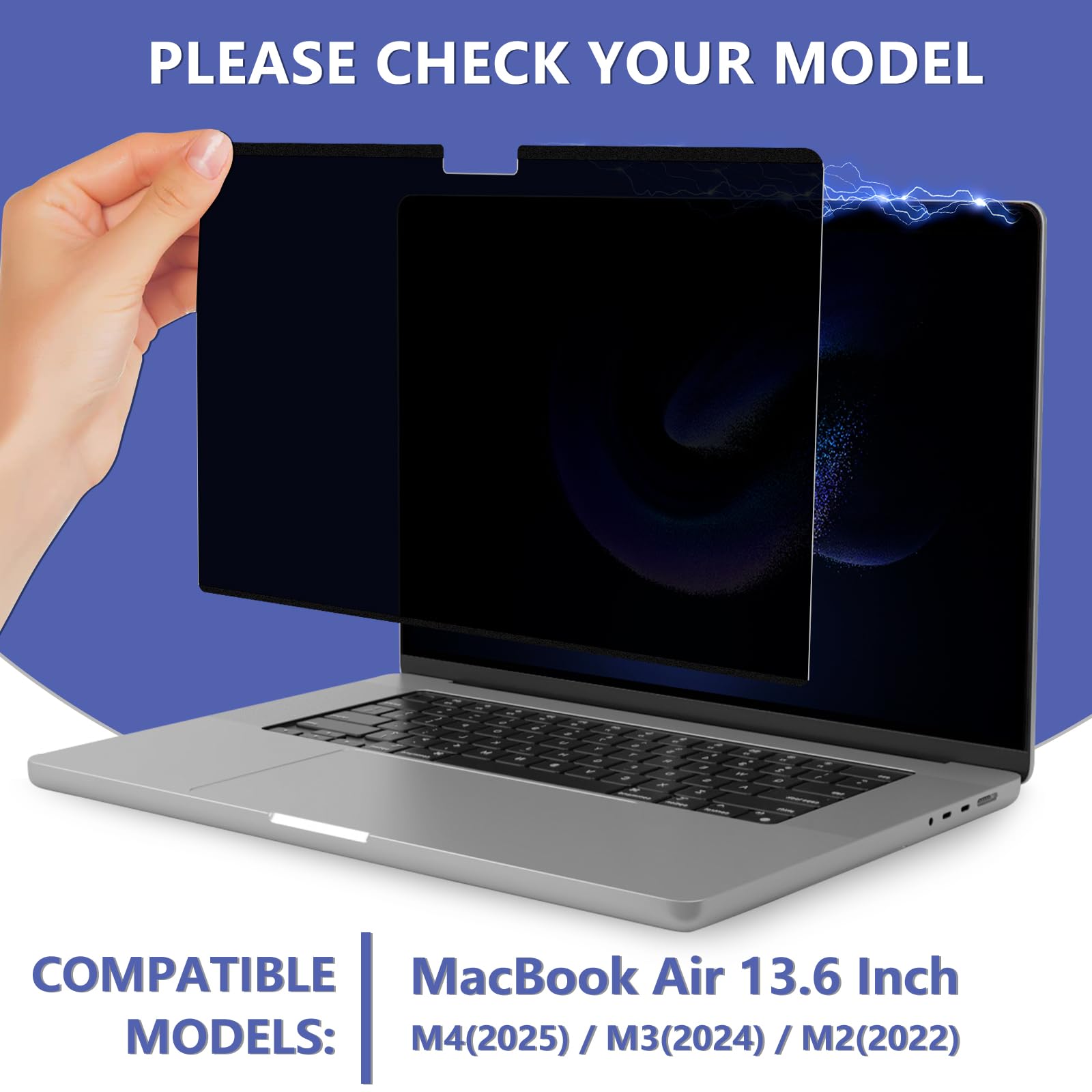 Filtro Privacy Premium per MacBook Air 13.6 Pollici M5/M4/M3/M2 (2022-2026),Filtro Privacy Premium & Filtro Anti Luce Blu,Magnetico Rimovibile Pellicola de Protezione per Filtro Monitor/Laptop