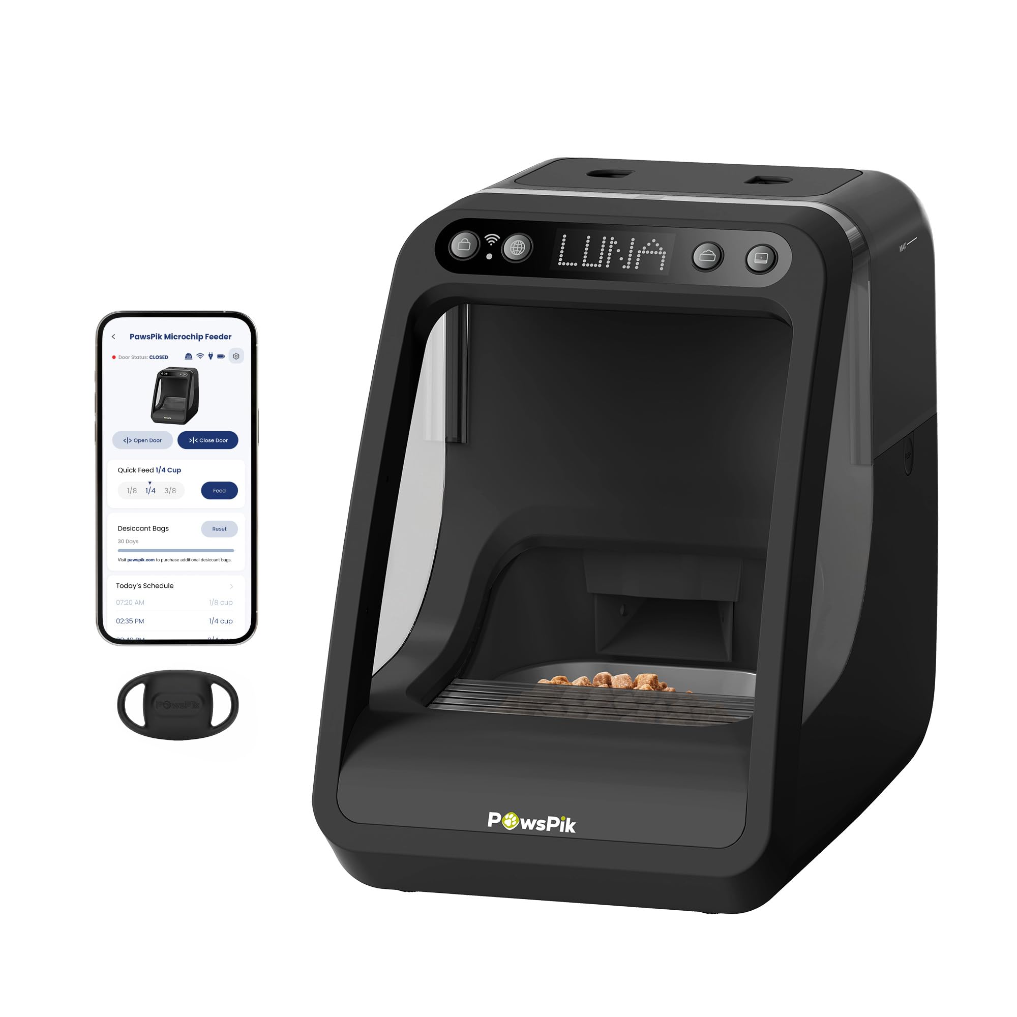 Photo 1 of PawsPik Automatic Microchip RFID Cat Feeder, 16-Cup, Black1081286018
