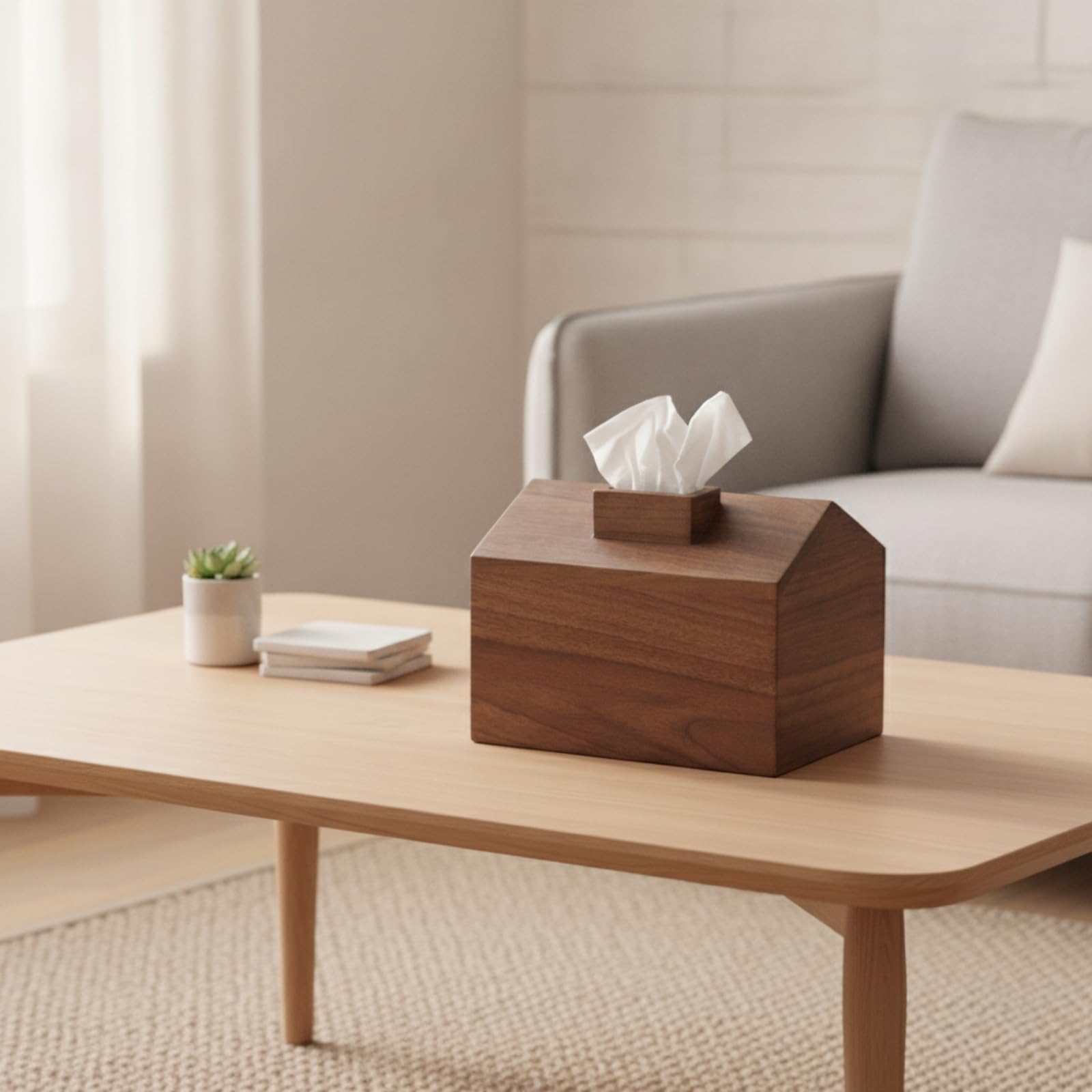 Fazzoletti in Legno Minimalista | Elegante, Scatola per Fazzoletti in Legno scuro, Multiuso, Soggiorno