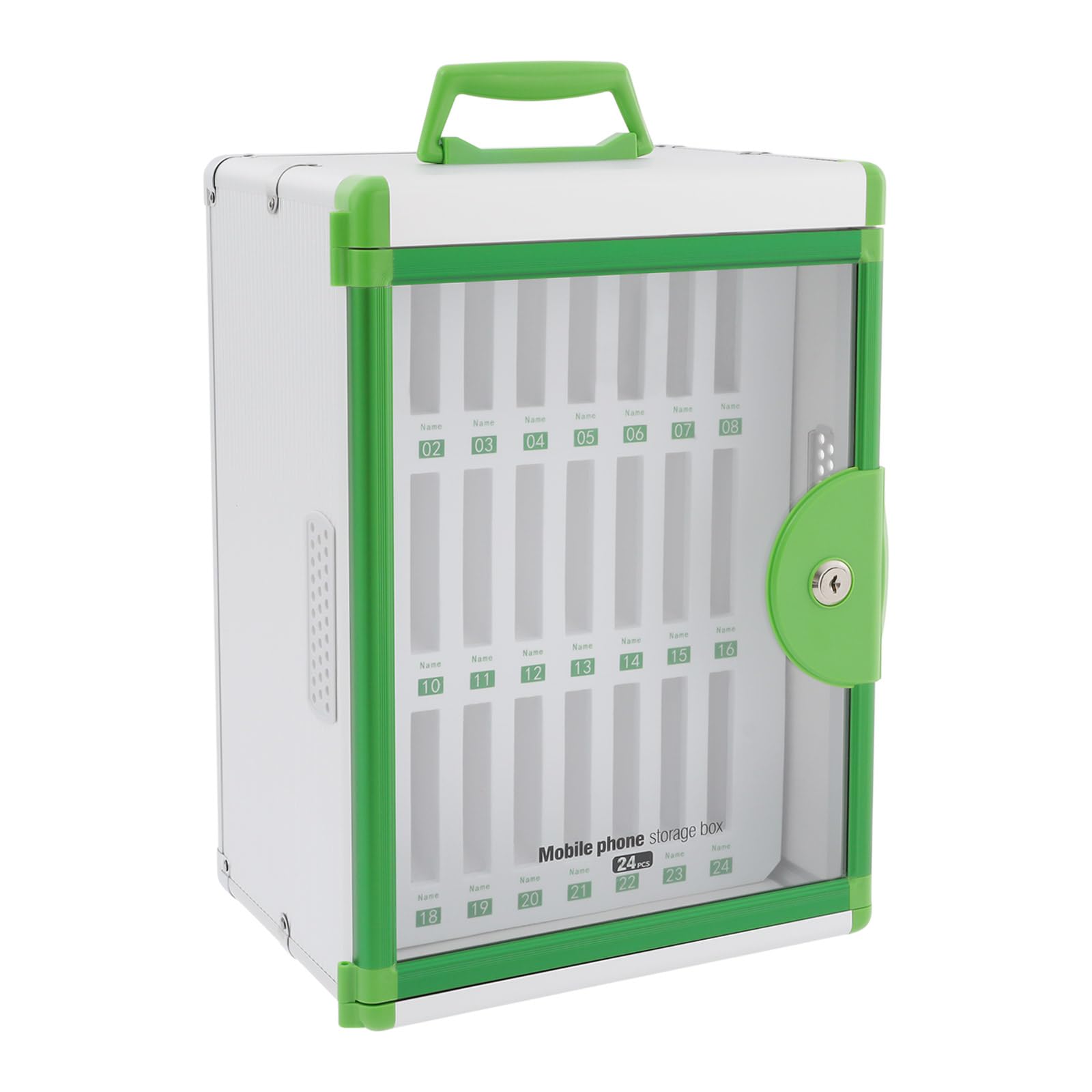 sertheha Cell Phone Locker, 24/36 Slots Cell Phone Storage Cabinet, Aluminum Alloy Pocket Chart Locker Box for Cell Phones, Wall Mounted Phone Locker for Classroom Office Exam (24 Slots)