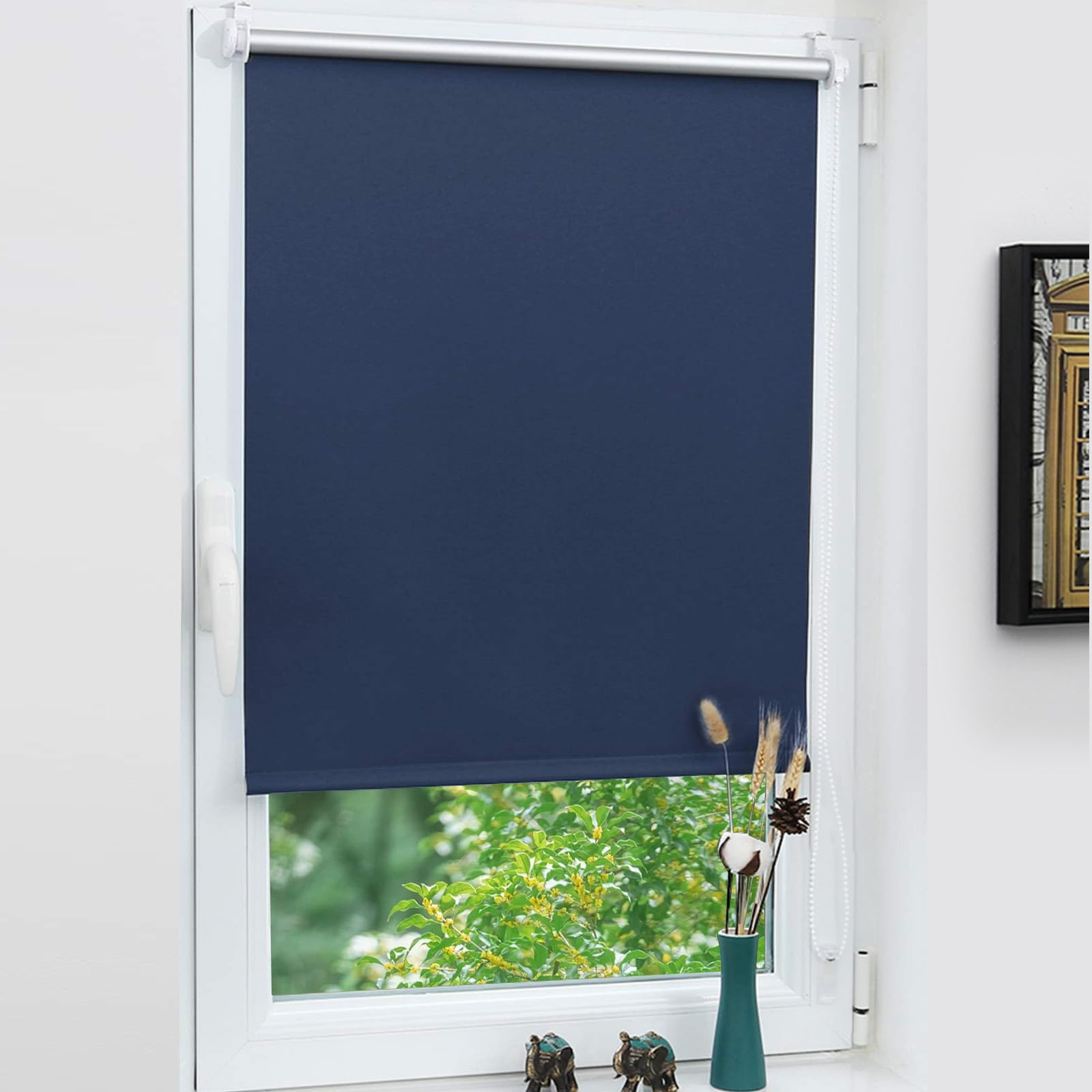 Grandekor Verdunklungsrollo ohne Bohren,Klemmrollo Thermorollo mit Hitzeschutz, Rollos für Fenster Montage mit oder ohne Bohren