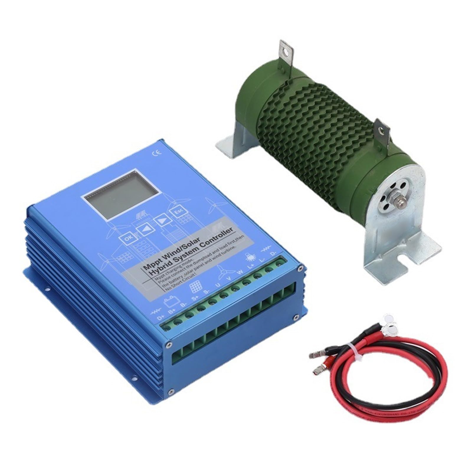 Controlador HíBrido EóLico-Solar De 16000 W, Controlador De Carga Mppt con Resistencia De Descarga Externa, Regulador De Voltaje De 12 V/24 V/48 V, para Panel Solar De Generador EóLico,12V