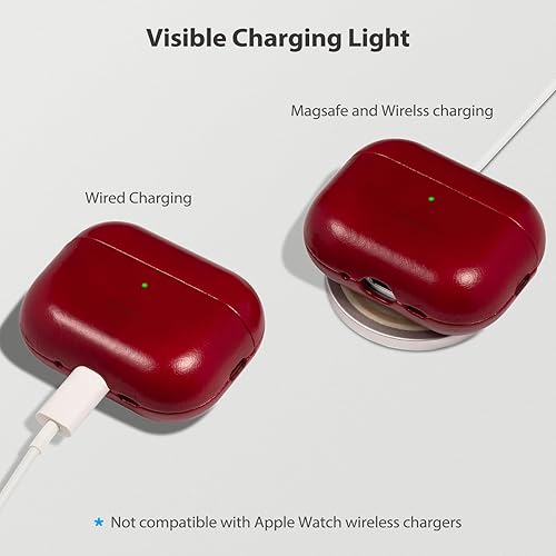 Miniatura 6 de Belemay Funda de piel encerada con aceite hecha a mano para AirPods Pro 3ª generación (2025), piel de vaca auténtica, pátina de dos tonos suave y