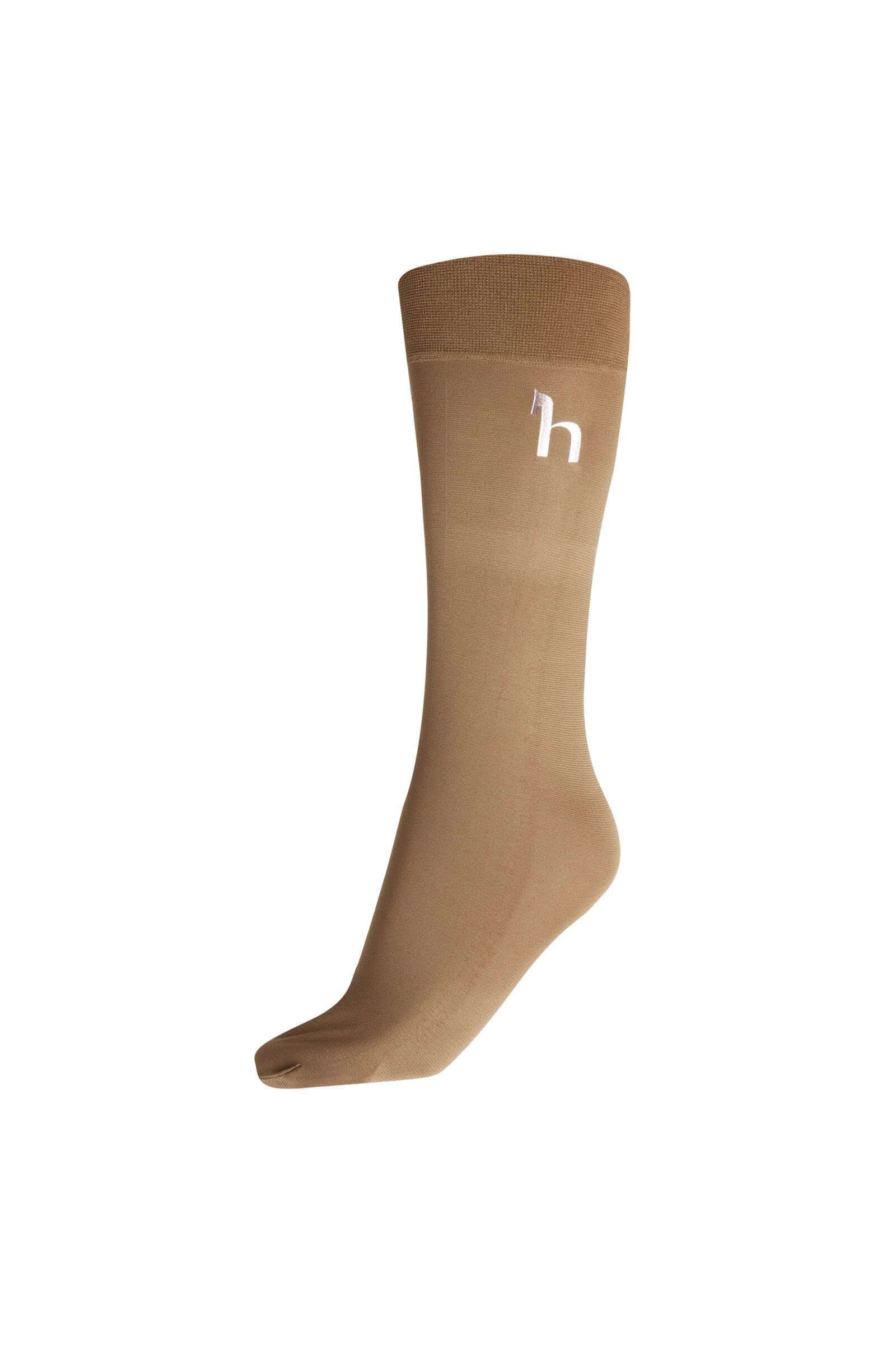 horzeLightweight Equestrian Horse Riding Knee Socks with Horse Emblem - Bison Dark Brown - W 6-7.5