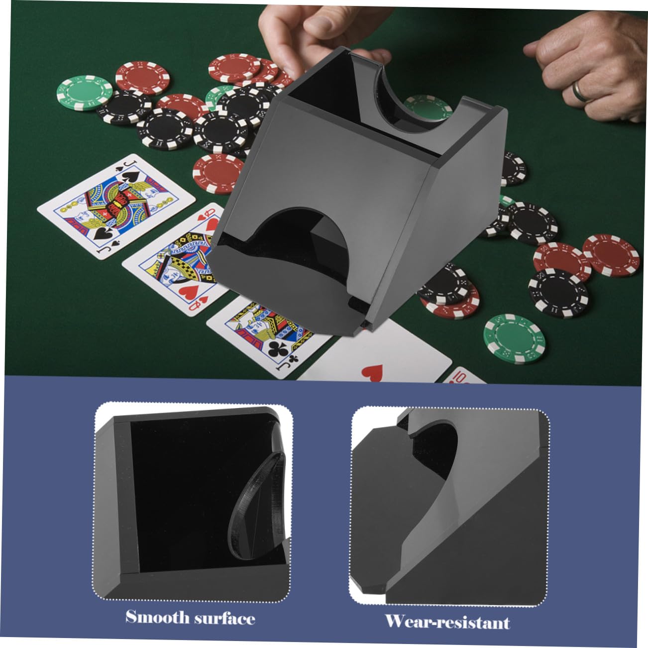 Toyvian Scarpa per Carte in Acrilico Nero per Giochi da Tavolo e Sale da Scacchi, Distributore di Carte Portatile Resistente e Sicuro
