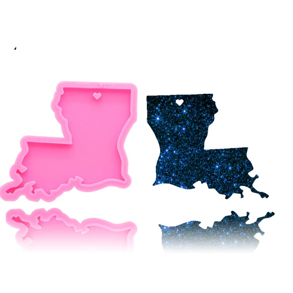 American State Louisiana Keychain Silicone Mold Hole DIY Cupcake Cake Topper Crystal Gum Paste Jelly Shots Fondant Mold Soap Mould Ice Cube Desserts Candy Chocolate Pudding Handmade Ice Cream