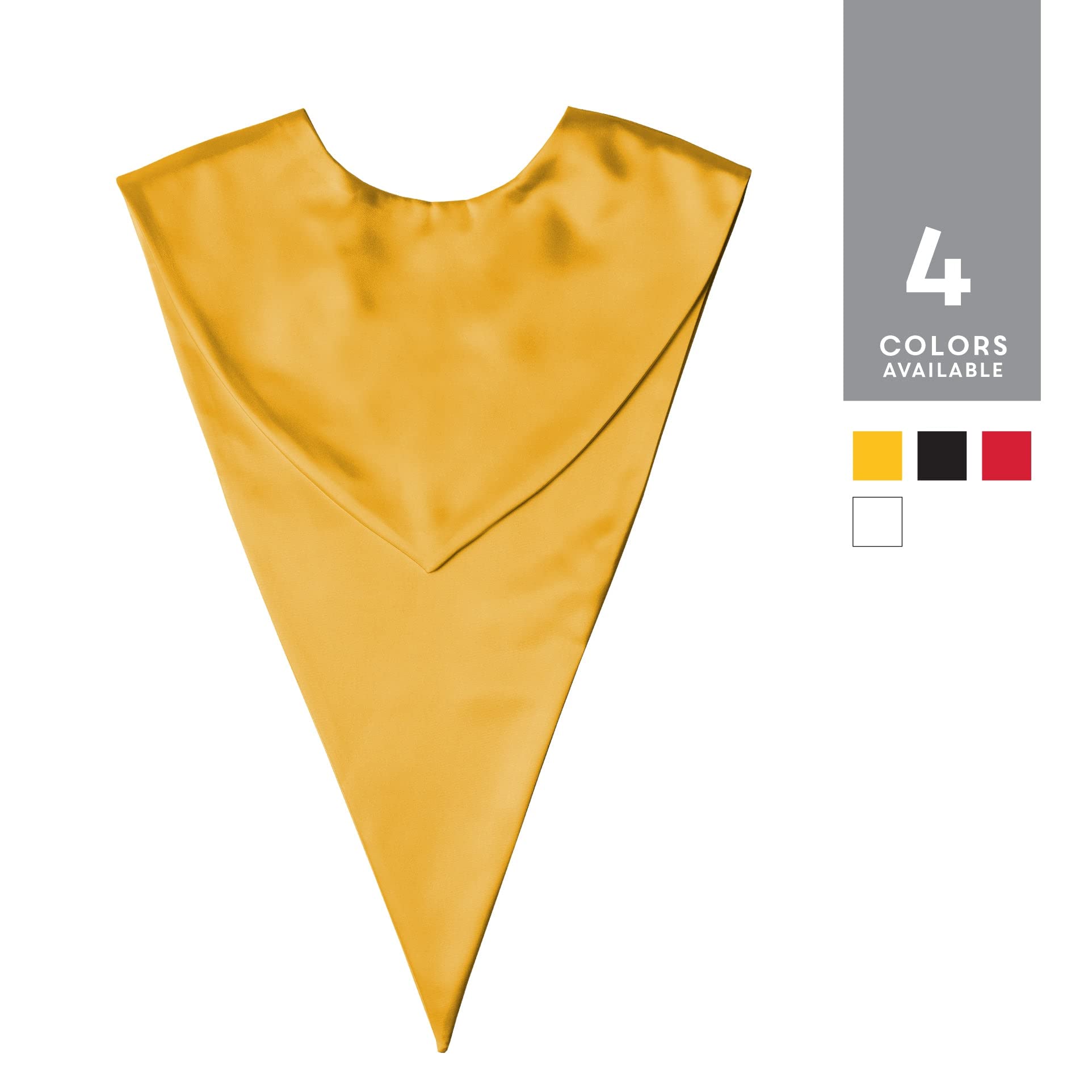 Class Act Graduation Satin Premium Adult V-Stole Solid Color Unisex, one size, Gold