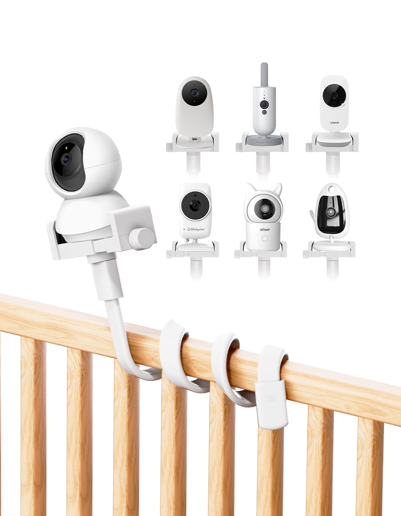 Universal Holder for GHB Baby Monitor, Flexible Baby Camera Mount Bracket for HelloBaby Monitor, Babyphone Accessories Stand for Vtech/Momcozy/Boifun/Babystar/Philips Video Monitor, Mobile Phone Clip — image 1