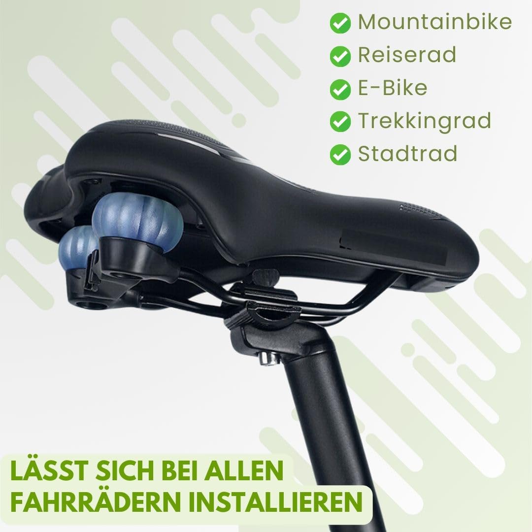 Cloudsattel - orthopädischer schmerzlindernder Radsattel für alle Fahrräder Bequemer Fahrradsattel mit Weichem Memory - Schaum, Rotem Warnstreifen und Federung für City -und Mountainbikes