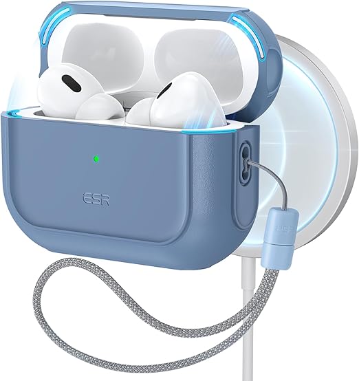 ESR for AirPods Pro 2 Case, Compatible with Airpods Pro Case 2nd / 1st Generation (2023/2022/2019), Compatible with MagSafe, Full Drop Protection Cover with Lanyard, Blue ESR for AirPods Pro 2 Case, Compatible with Airpods Pro Case 2nd / 1st Generation (2023/2022/2019), Compatible with MagSafe, Full Drop Protection Cover with Lanyard, Blue