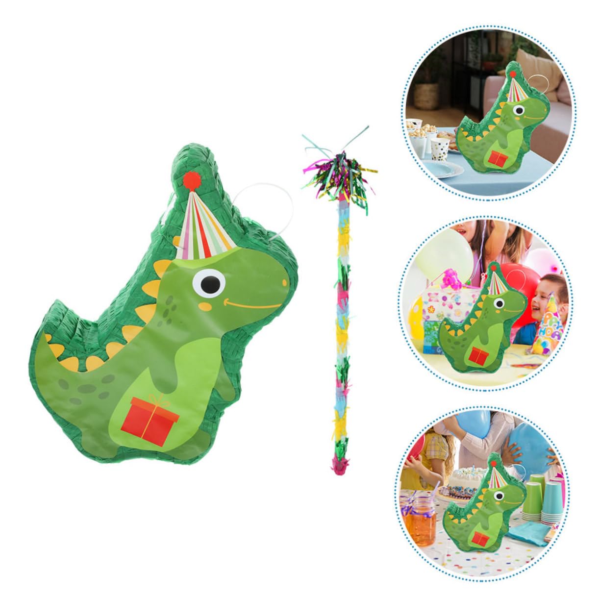 Pinata Dinosauro Festiva Bastone per Compleanni e Feste Carta Riciclabile