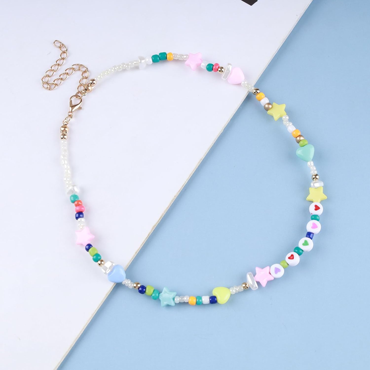 Boho Rainbow Rice Bead Necklace Colorful Seed Bead Necklace Choker Beach Bead Choker Necklace Hawaii Beads Chain Necklace Jewelry for Women - Image 3