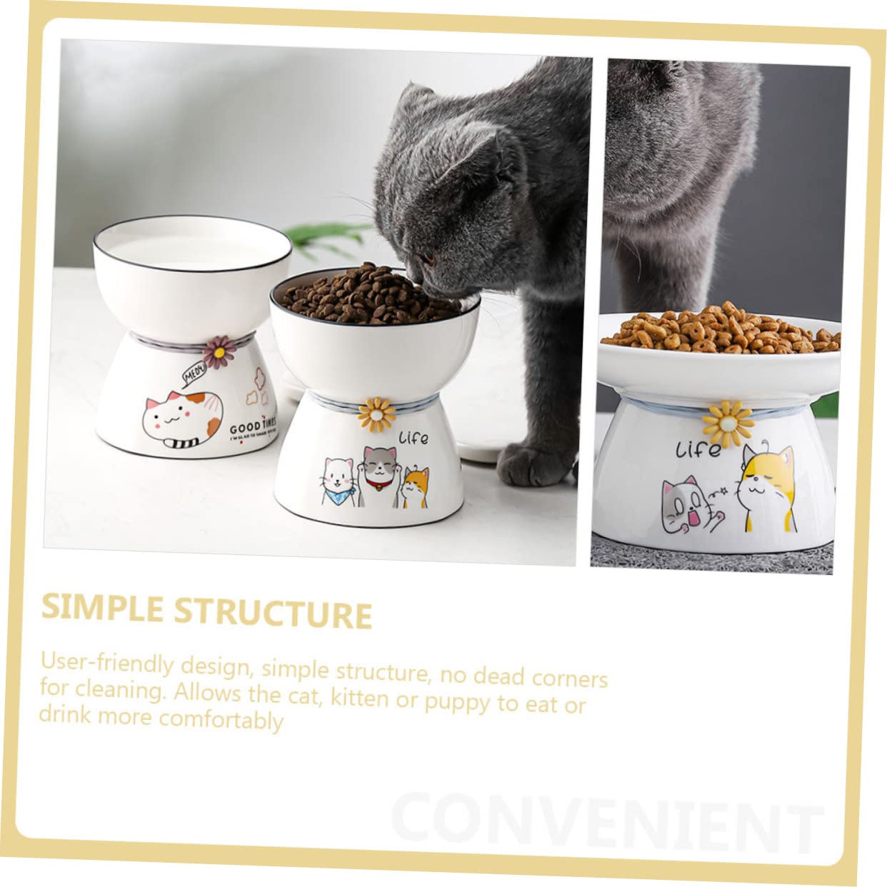2stücke Erhöhte Katzennäpfe Aus Keramik Für Hauskatzen Katzenfutter Und Wassernäpfe Mit Schräger Oberfläche Einfach Zu Reinigen Glatte Oberfläche Bequemes Fressen Und