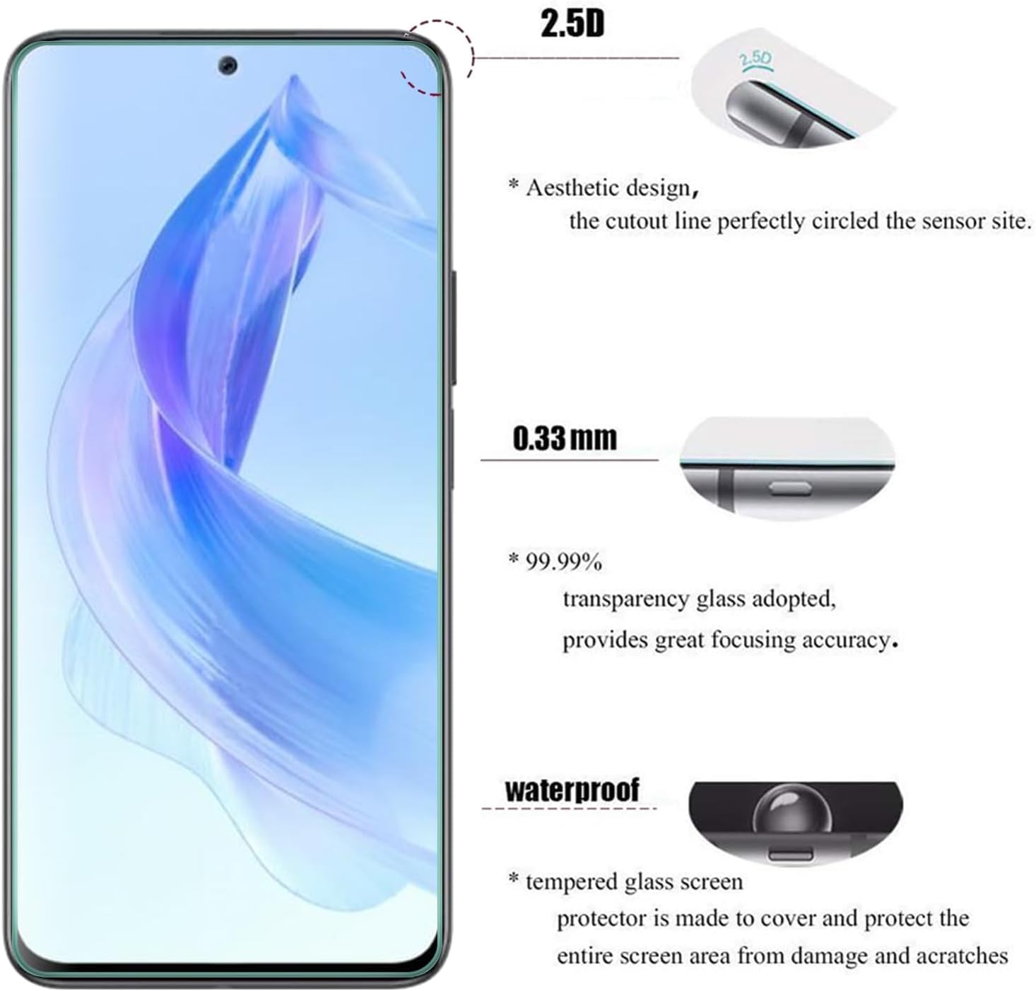 for Xiaomi Redmi Note 13 (4G) Tempered Glass, Screen Protector Anti Scratch and Anti Shatter Film - Image 4