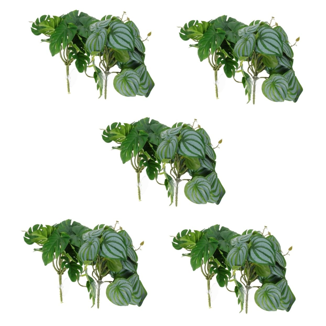 Kisangel 10piezas Plantas Artificiales para Terrario Decoración De Hábitat De Reptiles Ventosas Follaje Simulado para Acuarios y Terrarios Adorno Natural para Reptiles