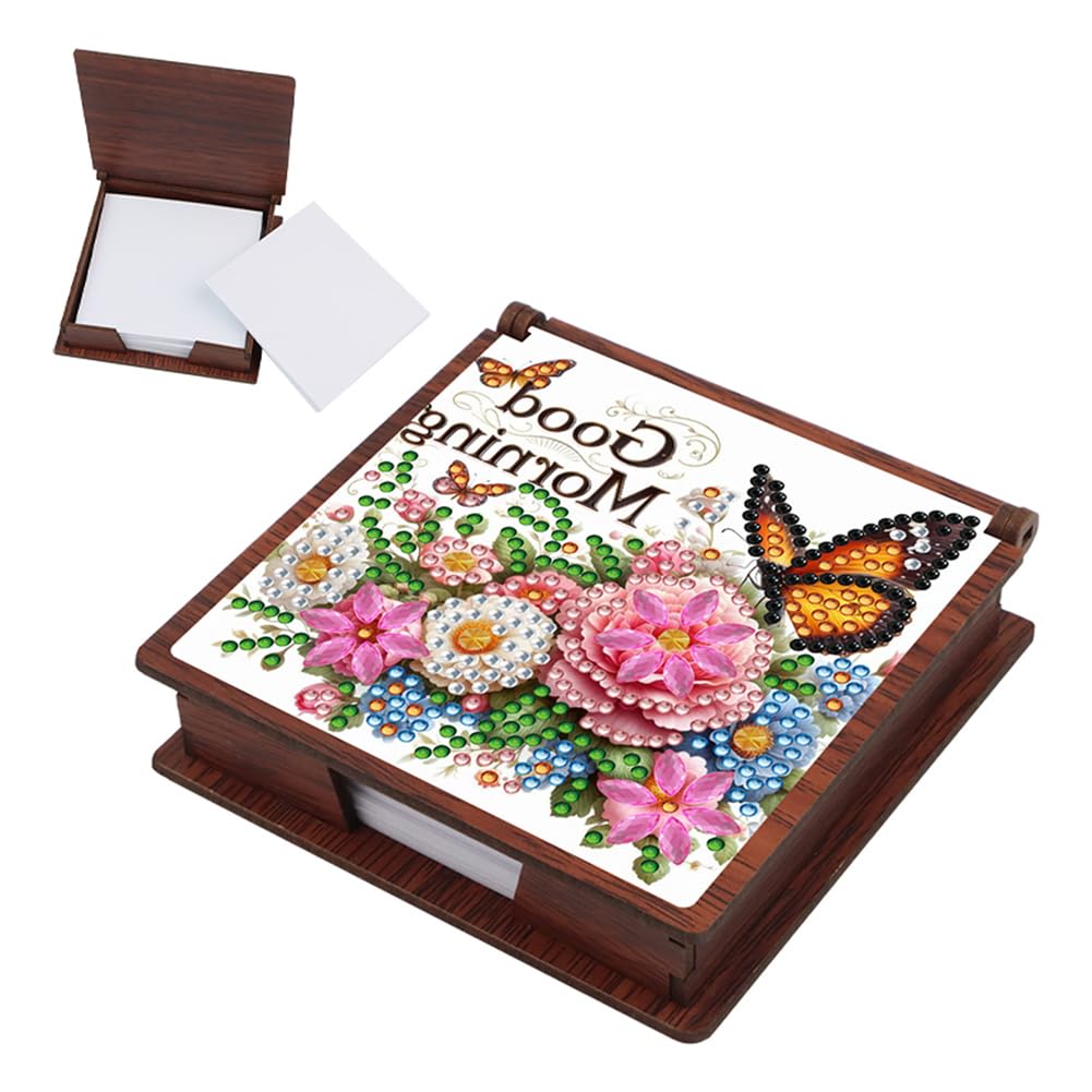 Diamond Painting Kits Sticky Note Holder, DIY Diamond Art Accessories Memo Pad Box for Desk, Mosaic Craft Kits for Adults Beginners, Cute Office Decor Gifts Women(Flowers) โ image 1