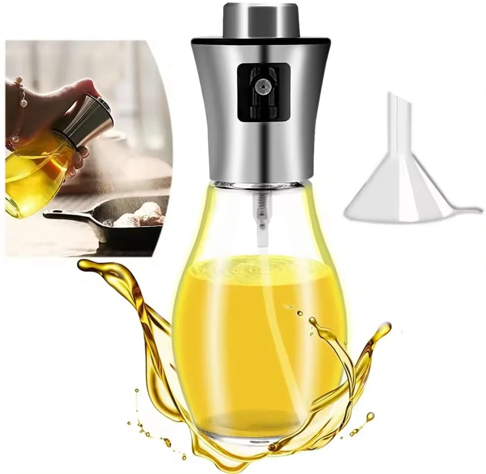 Ropicean Stainless Steel Oil Sprayer Bottle - 200ml Oil Dispenser for Air Fryer, Salad, Frying, and BBQ Cooking
