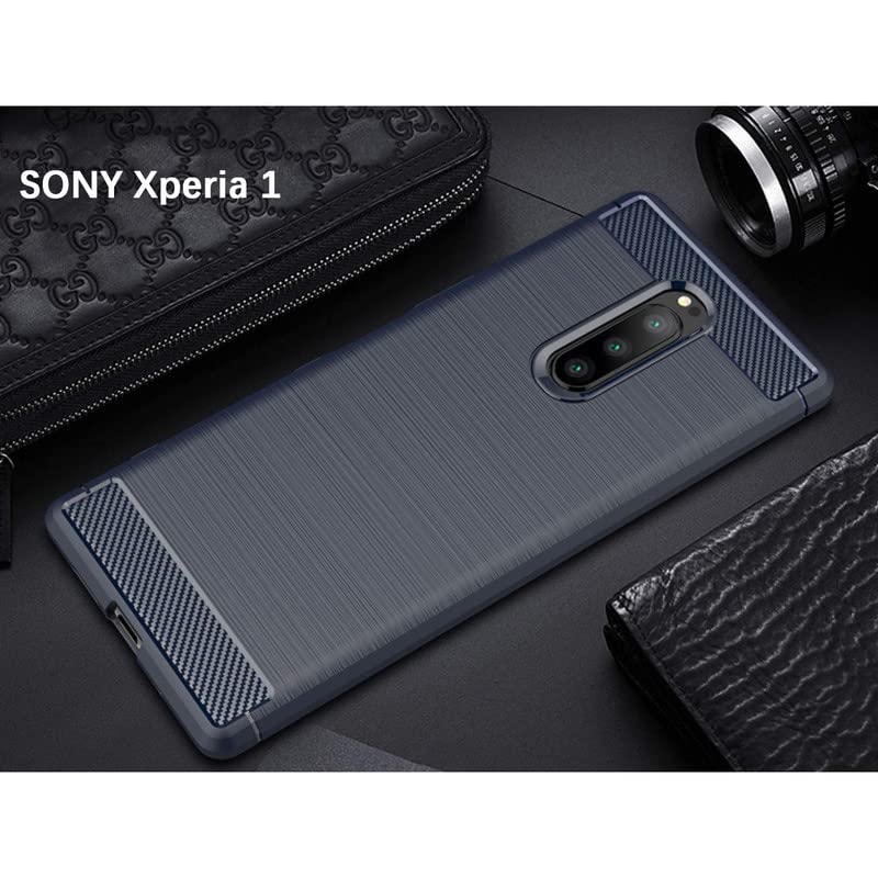 Image of NPRC Hybrid Ultra Slim Protective Case TPU Non-Slip Carbon Fiber Texture Shockproof Case Cover for Sony XZ4 - Blue