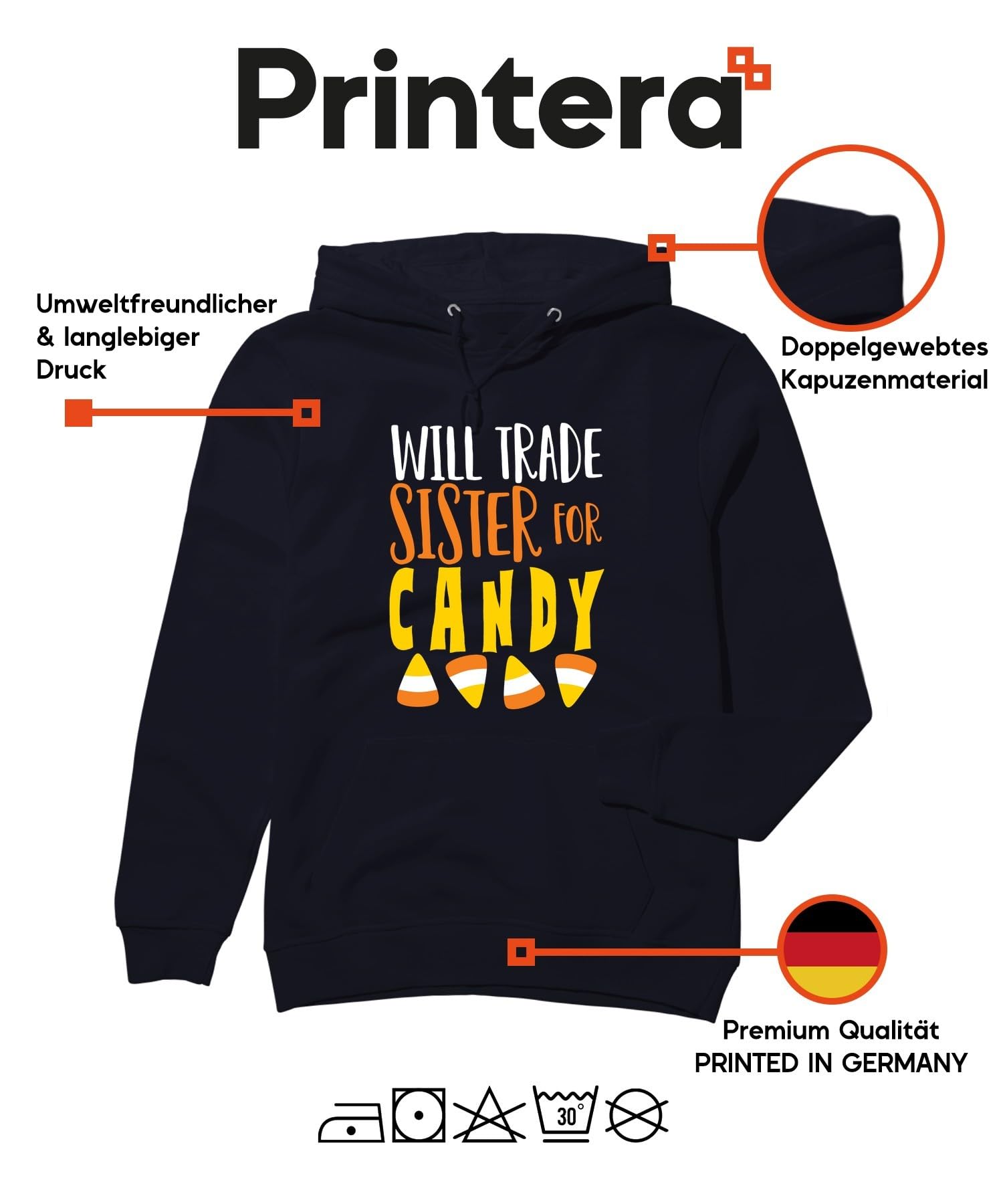 Sudadera con capucha unisex con capucha Will Trade Sister for Candy Halloween Sister