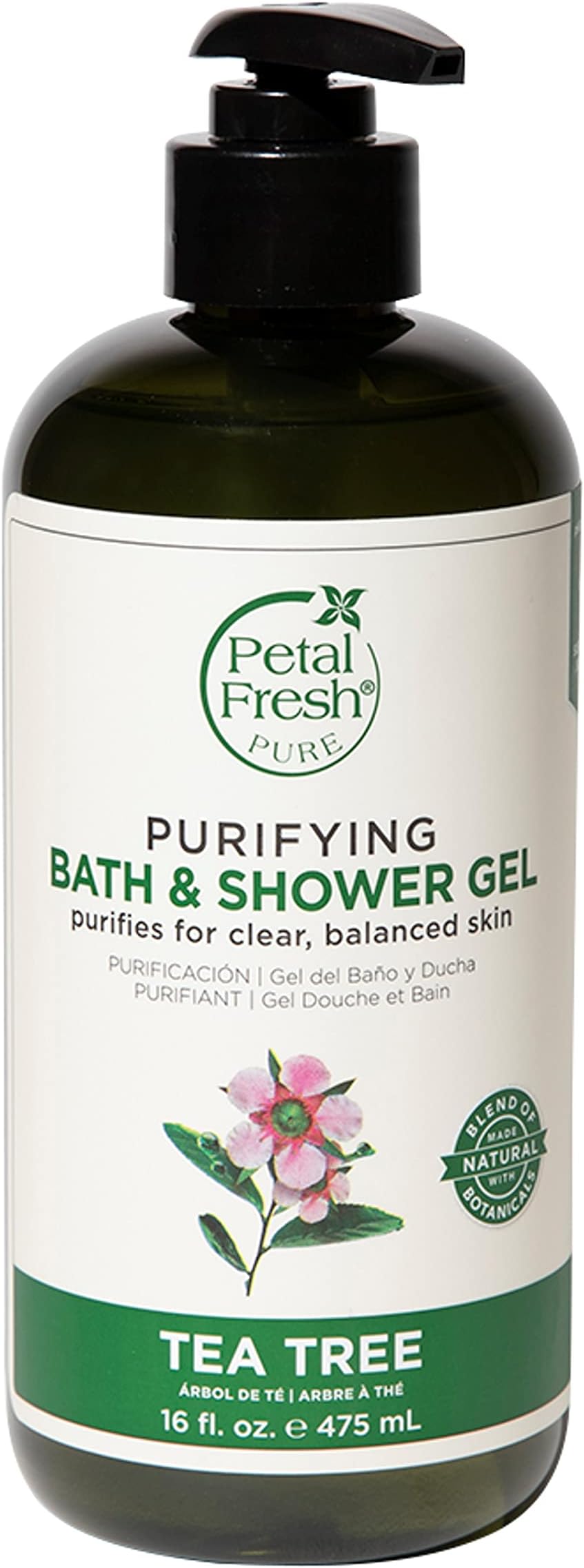 Petal Fresh Pure Purifying Tea Tree Bath & Shower Gel - 475 ml | Anti Fungal & Anti Bacterial | Suitable for all Skin Types | Sulphate, Color, Paraben Free