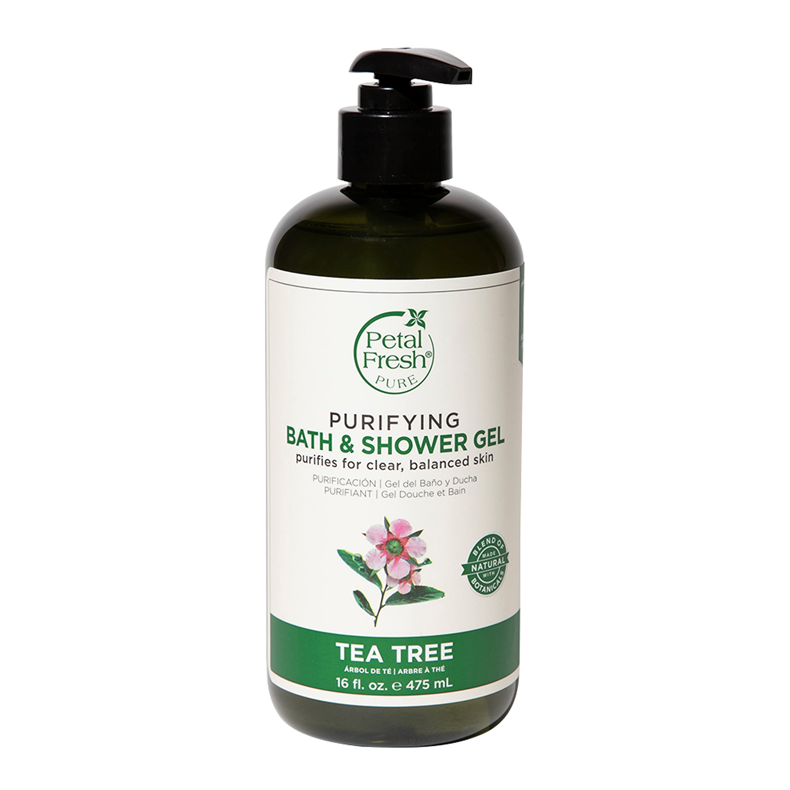 Petal Fresh Pure Purifying Tea Tree Bath & Shower Gel - 475 ml | Anti Fungal & Anti Bacterial | Suitable for all Skin Types | Sulphate, Color, Paraben Free