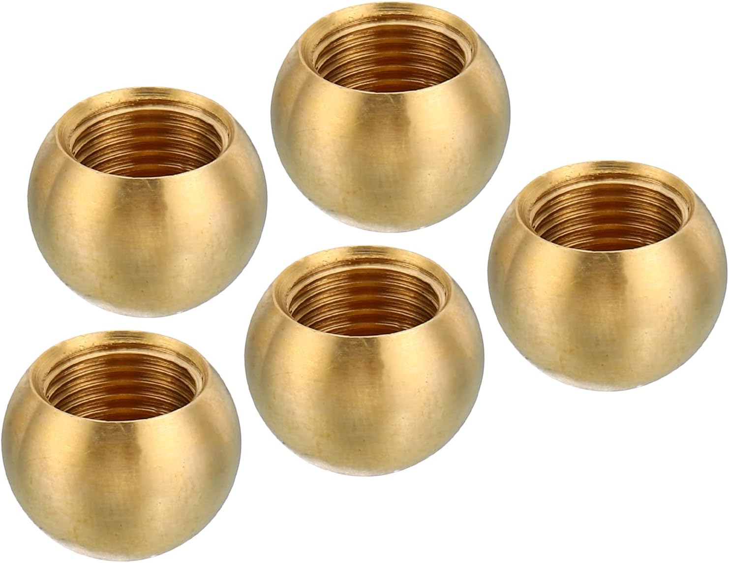 PATIKIL M10x1 15mm Thread Lamp Finials Cap Knob, 5 Pack Brass Ball Lamp