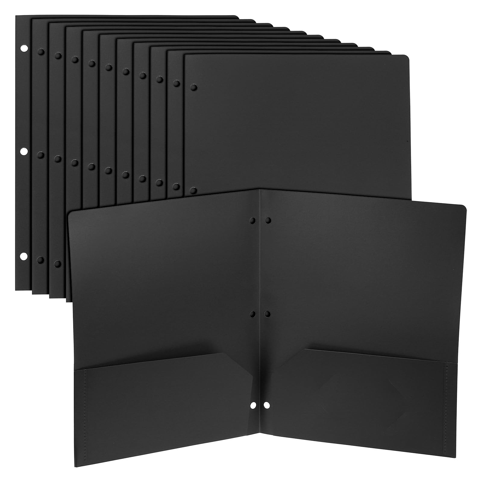 PATIKIL 12 Pcs Plastic Two Pocket Folders, 3 Hole Punch Durable Heavy Duty 2 Pocket File Folders