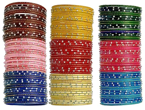 Image of NMII Glass with Plain and Glossy Finished Bangle Set For Women and Girls