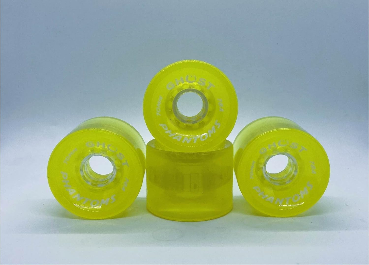 GHOST BOARDS Ghost Wheels, Jelly Phantoms, 70MM 78A, Semi-Transparent, Longboard Wheels, Great for Cruising and Carving, ABEC-7 Bearings Included (Yellow)