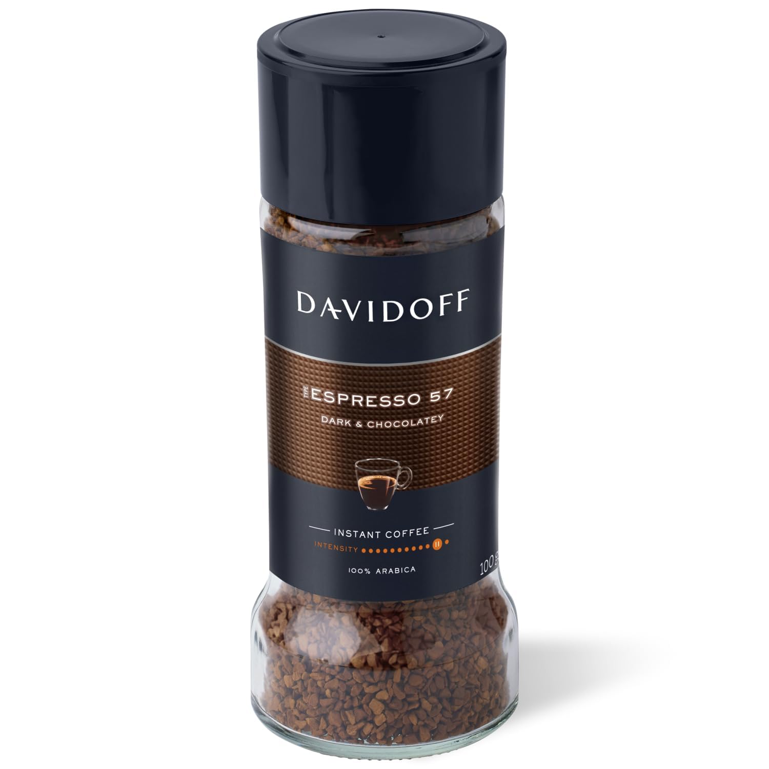 D'avidoff Espresso 57 Intense Instant Coffee 11/12 Intensity - 100% Arabica, 3.53 oz 100g, Granule, Glass Bottle-image-24