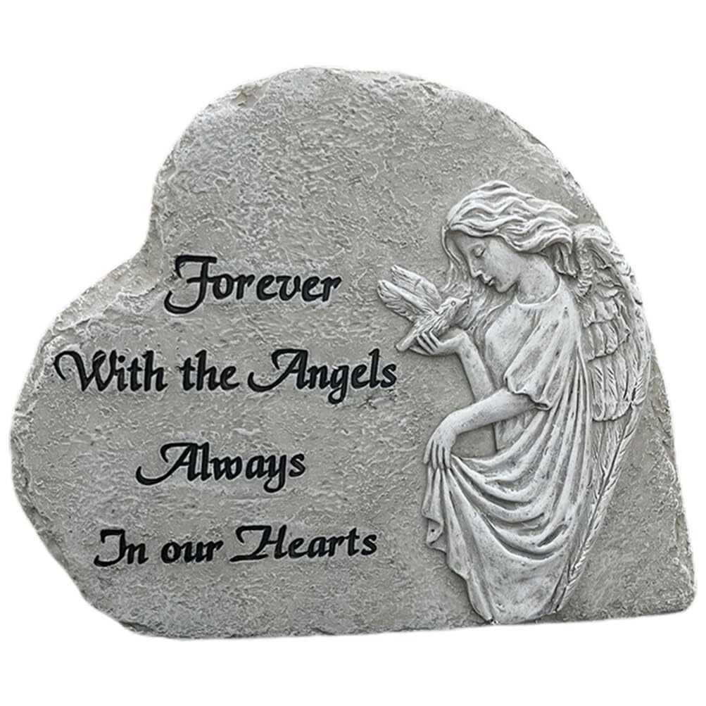 VANZACK Statua Angelo Commemorativa a Cuore in Resina per Giardino Esterno