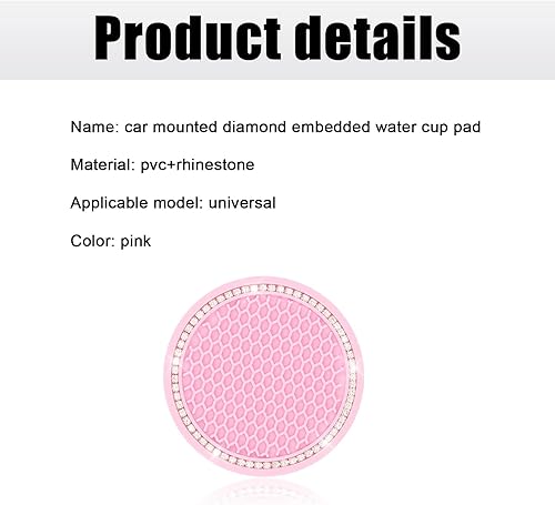 Miniatura 3 de Fogfar Pack-2 Bling Car - Posavasos color rosa, insertos antideslizantes de 2.76 pulgadas