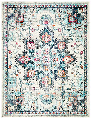 Tapete SAFAVIEH 9x12 pies, diseño Boho Chic, crema y azul miniatura 4