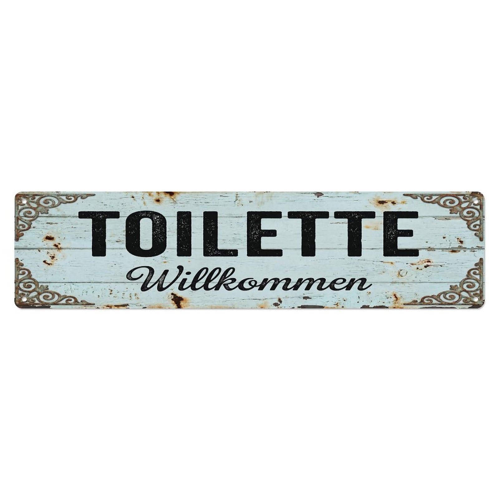 Retro Nostalgic Cafe Washroom 2 Toilet(WC) Door Metal Tin Sign Plaque Wall Decor for Cafe, Club Bar, Office, Home Garden Metal Poster 4x16Inch