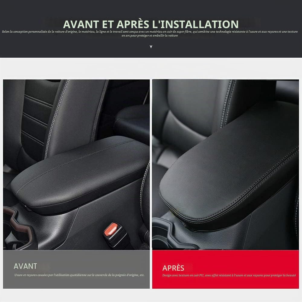 INTGET Housse Protection en Cuir pour accoudoir et Console Centrale de Voiture, Noir