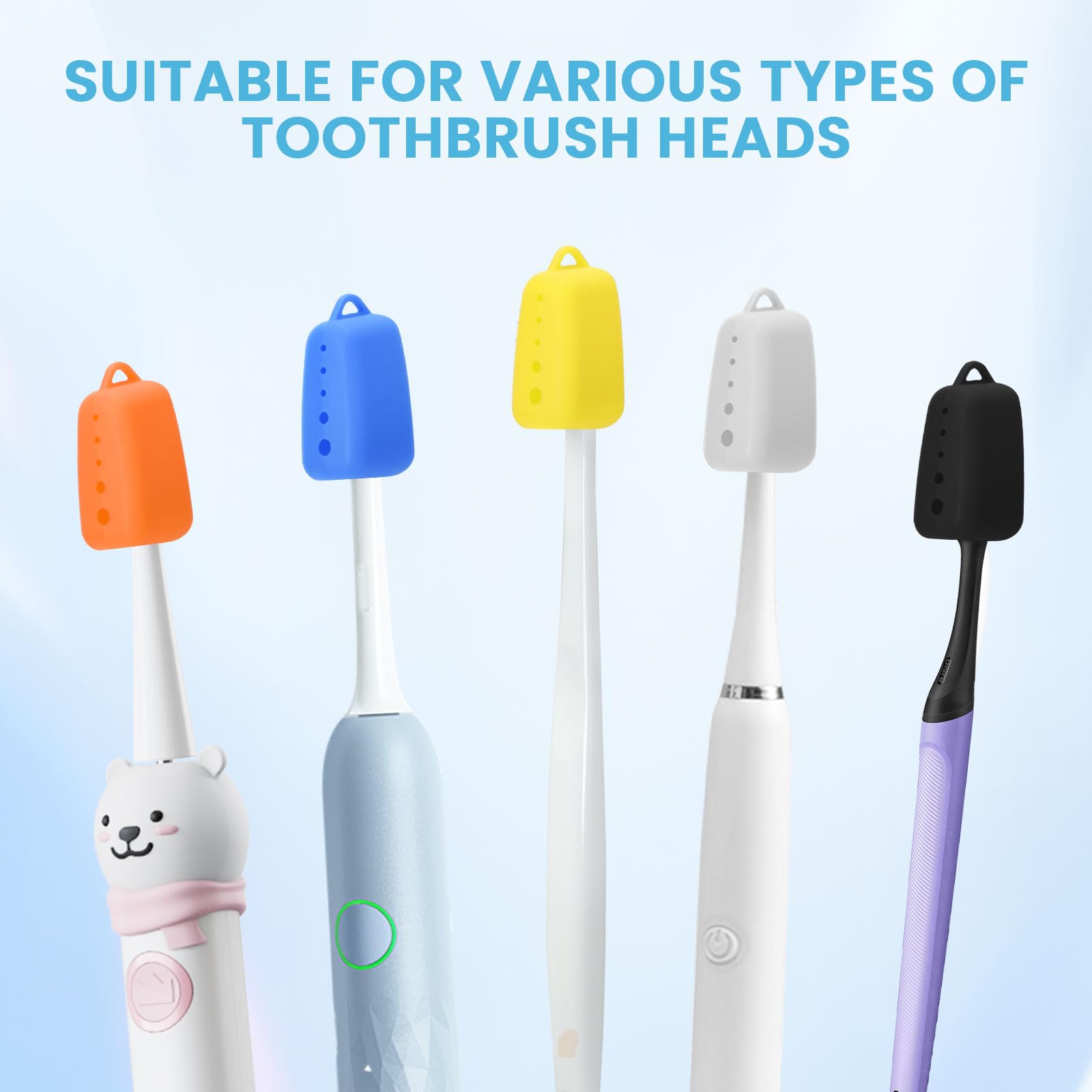 Paquete de 8 fundas de silicona para cepillos de dientes, tapa para cepillos de dientes eléctricos y manuales, esenciales de viaje para cepillos de dientes 2