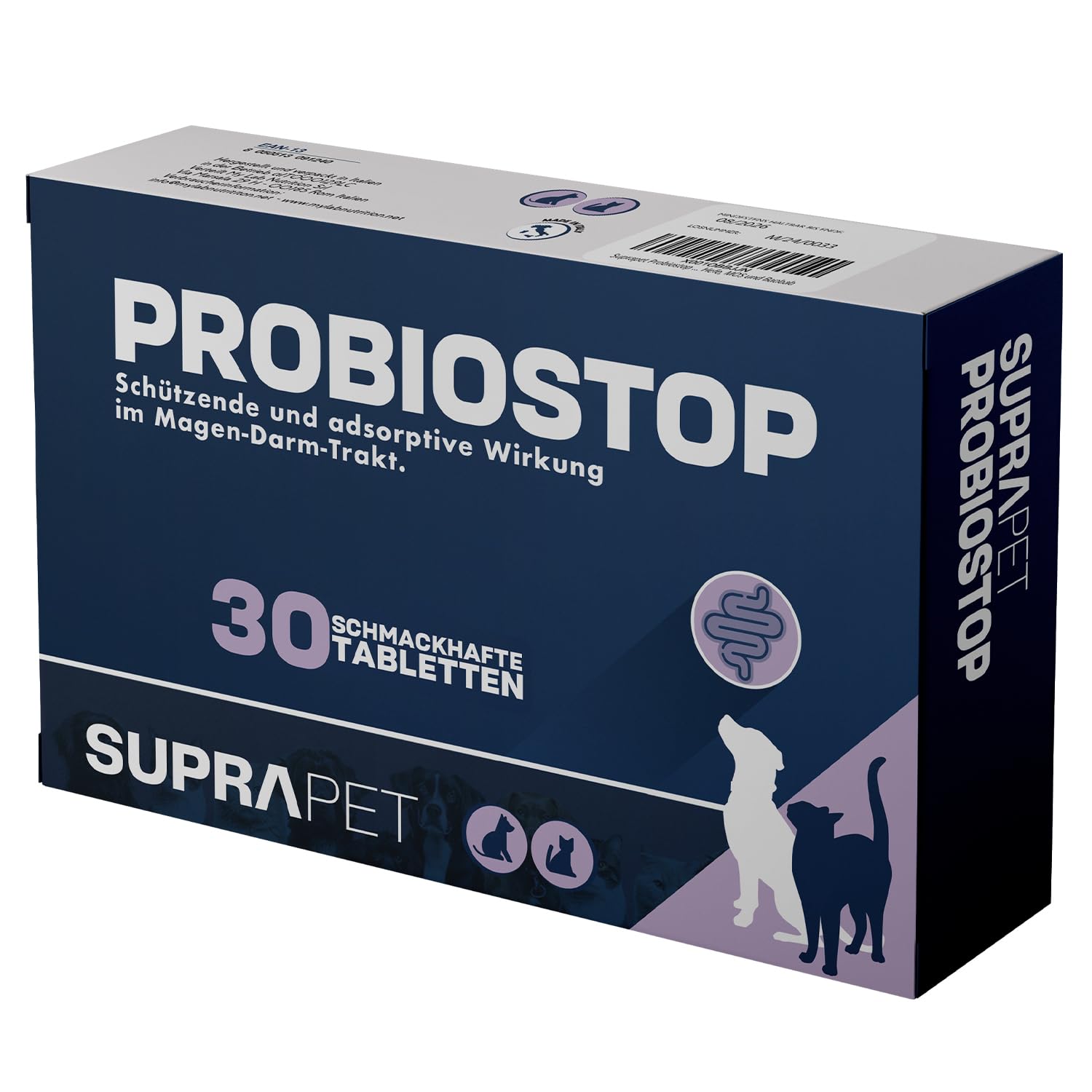 Suprapet Probiostop Probiotika für Hunde und Katzen 30 Tabletten – Bekämpft Durchfall und Verdauungsstörungen – Unterstützung für die Darmflora