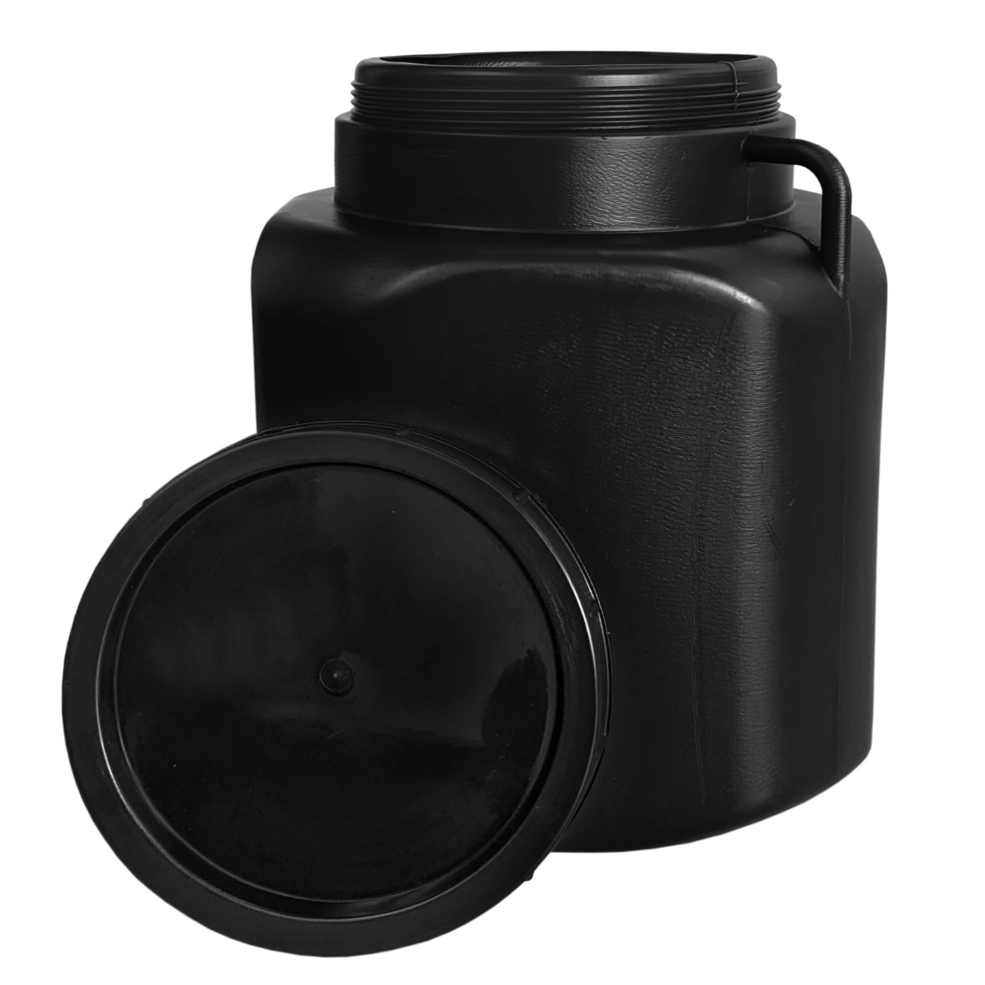 plasteo Baril à col large de 40 litres avec couvercle et poignées, rectangulaire, noir, pour aliments et sans BPA, en plastique, universel, pour eau de pluie