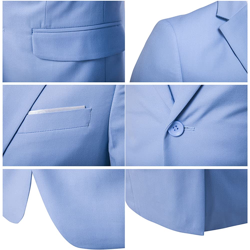 GUOCU Garnitur męski slim fit, 3-częściowy, marynarka, spodnie, kamizelka do biznesu, na wesele, imprezę, garnitur, marynarka, spodnie garniturowe, kamizelka, zestaw, niebieski1, 4XL