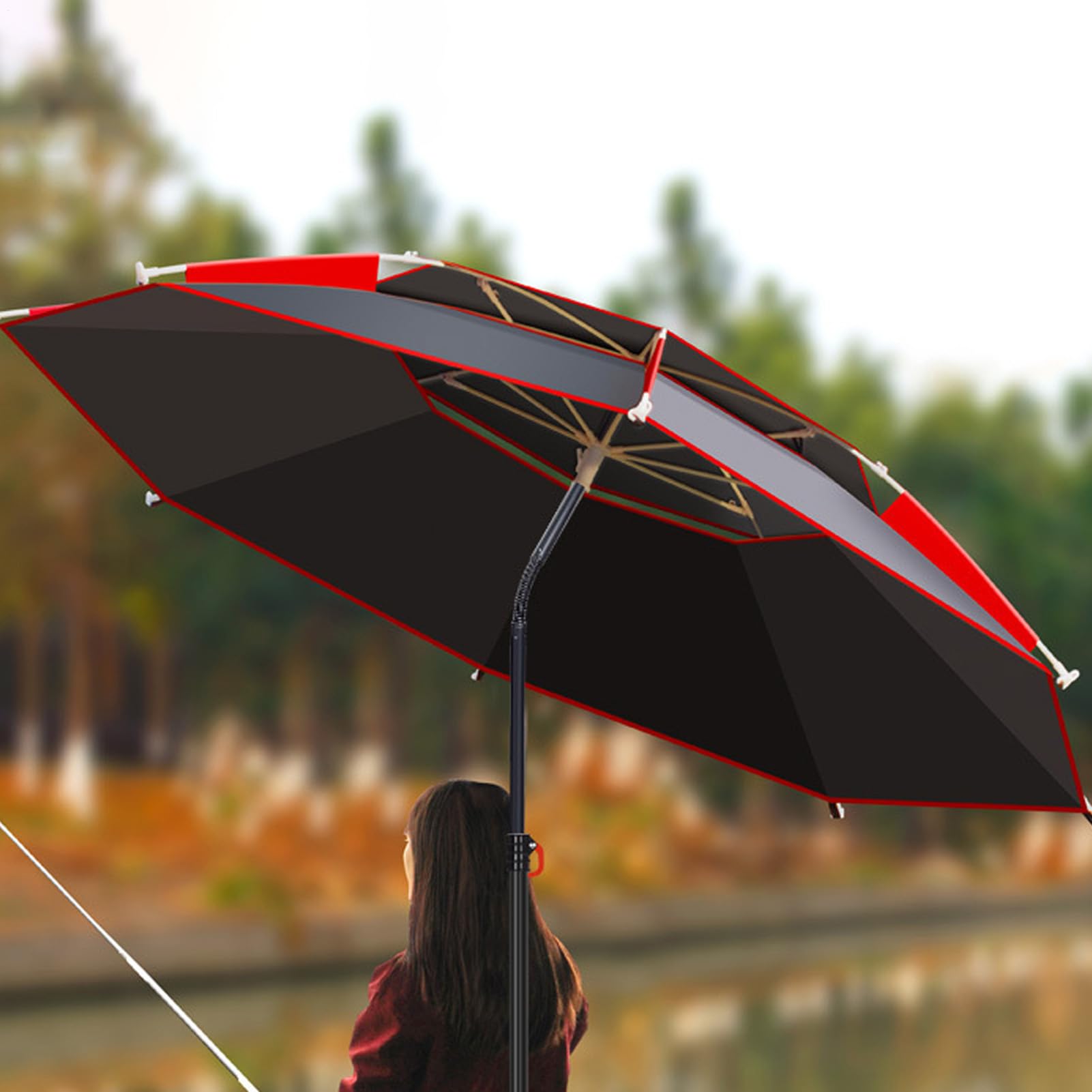 Ombrellone Da Sole Per Esterno Protezione UV Impermeabile Pulsante | Con Rotazione a 360 Gradi Giardino Spiaggia Piscina Area Retro Prato Campeggio Picnic Balcone Ter
