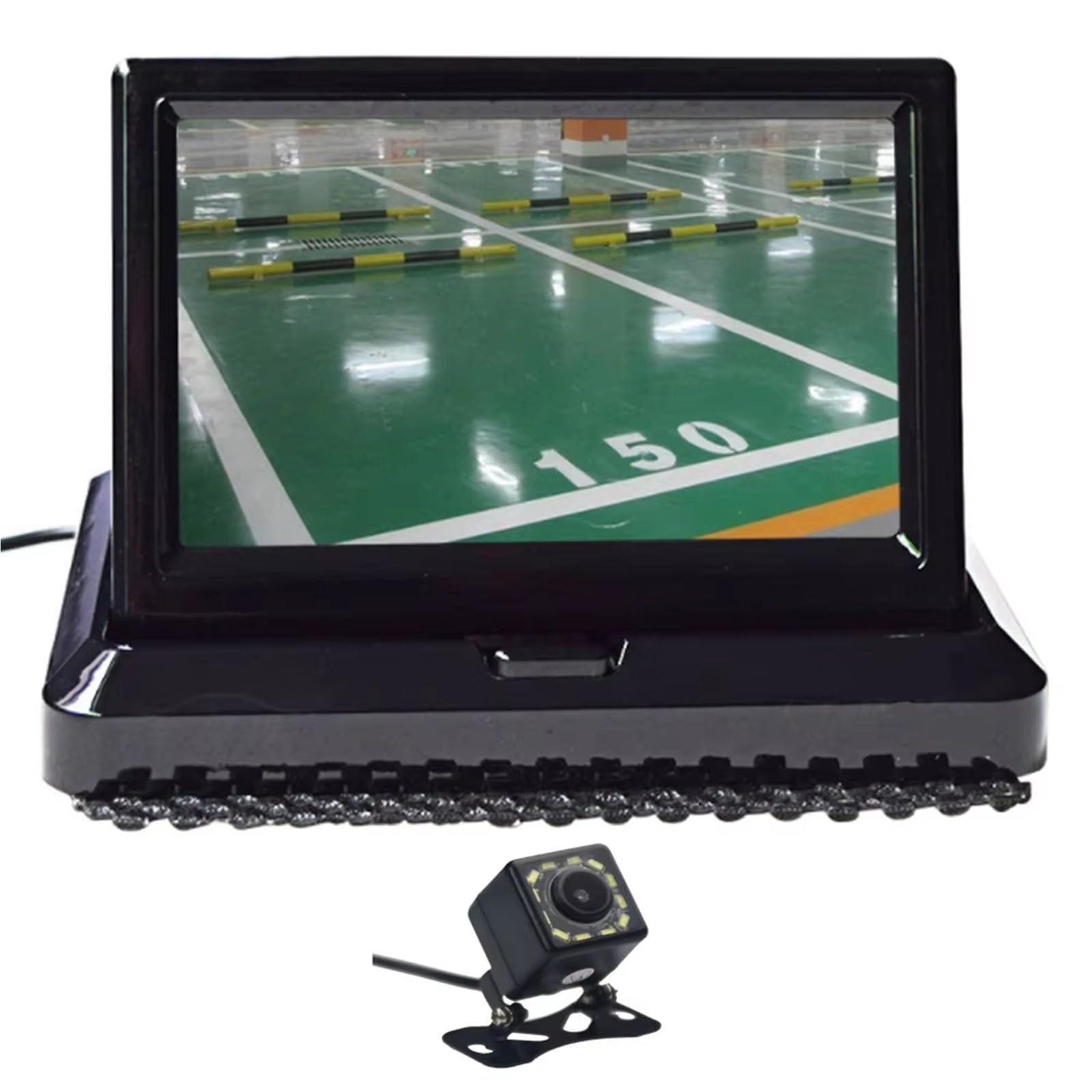 Cámara Trasera Camara Coche CCD HD A Color 5 Pulgadas Plegable Digital con 2 Canales Entrada Vídeo Reproductor DVD CC 12/24 V Y Cámara Visión Trasera 12 LED