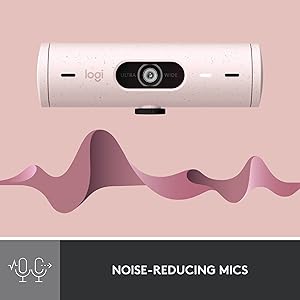 Logitech Brio 500 Full HD Webcam with Auto Light Correction,Show Mode, Dual Noise Reduction Mics, Webcam Privacy Cover, Works with Microsoft Teams, Google Meet, Zoom, USB-C Cable - Rose