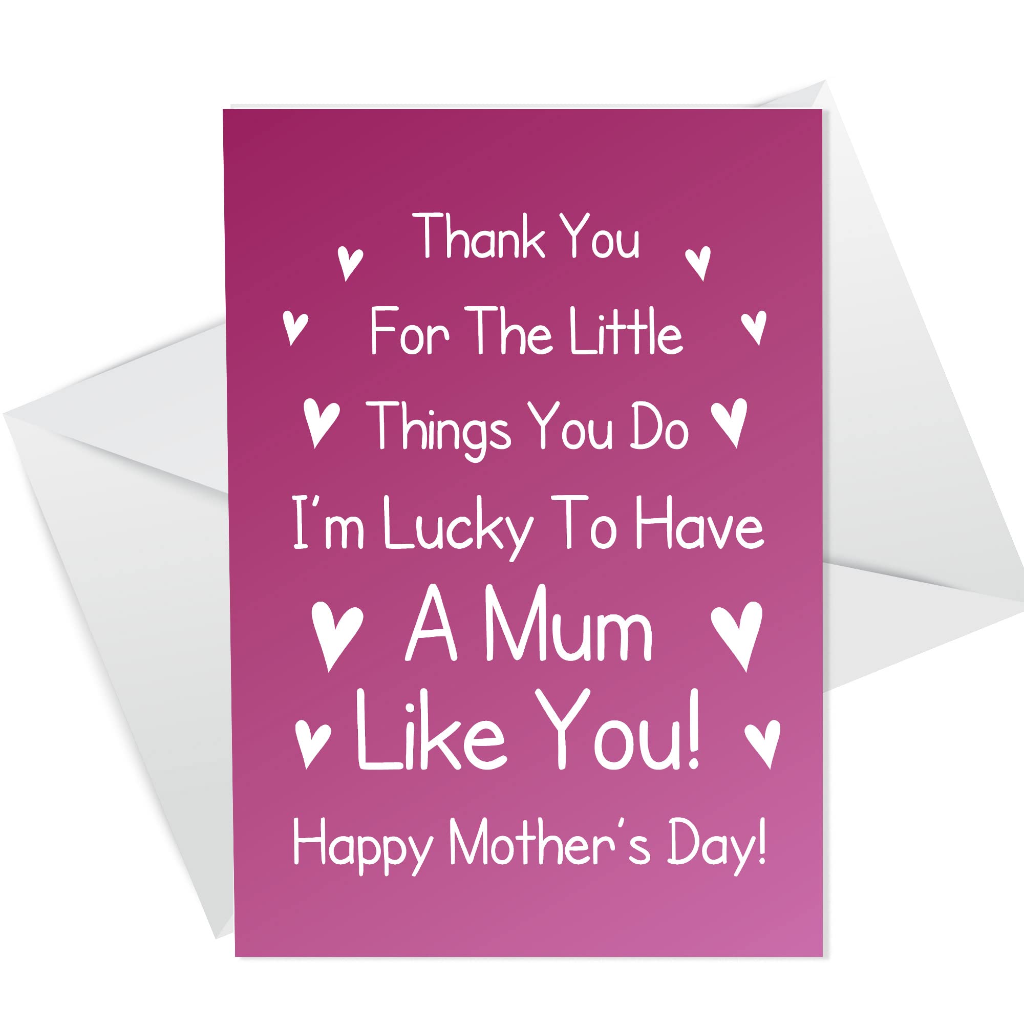 Mothers Day Card From Daughter Son Thank You Mum Poem Cute Card For Her
