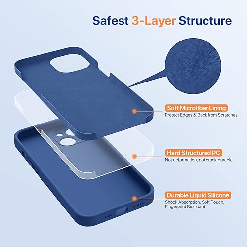 Miniatura 4 de Miracase - Funda diseñada para iPhone 14, de silicona líquida a prueba de golpes, con protector de pantalla y forro de microfibra, protege mejor la