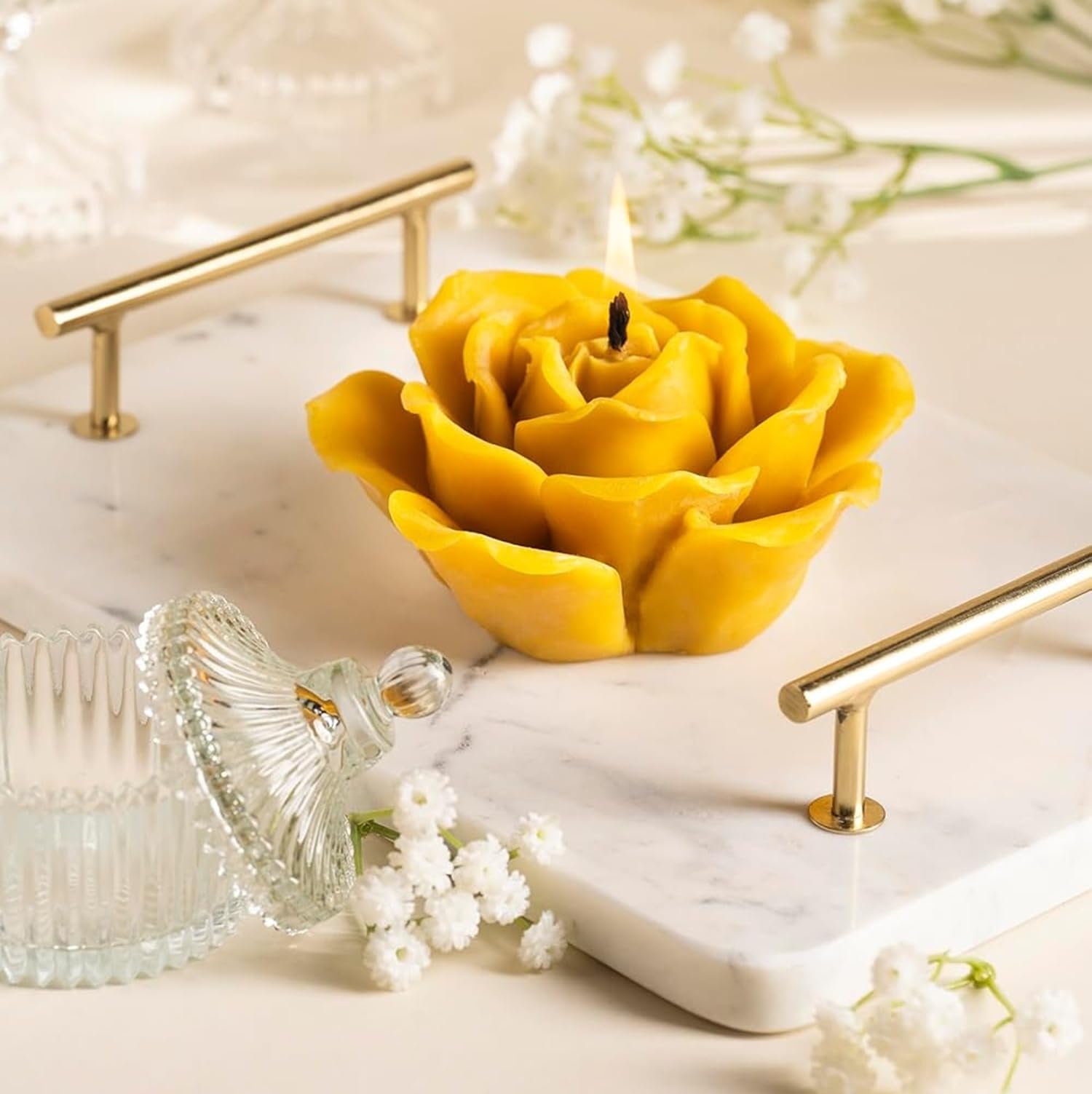 LYSON Moule à Bougie Rose Hauteur: 5,5 cm Moule en silicone pour bougies Silicone Bougie Verser Moules Bougies en cire d'abeille DIY et artisanales Bricolage Réutilisable Bougie