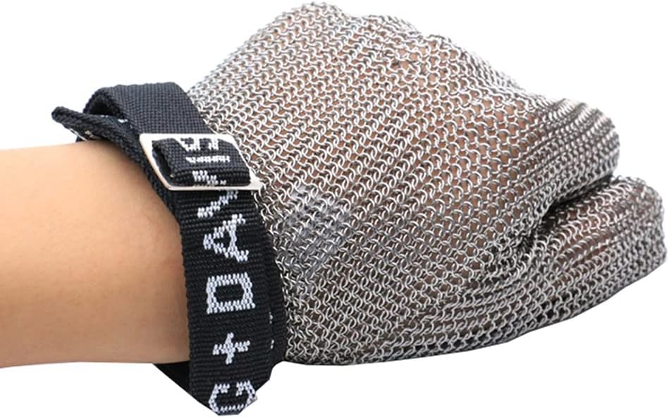 CXKJP Butcher Metal Cut Resistant Gloves Level 9 Protection Safe Working Stainless Steel Chain Gloves Adjustable Wrist Strap (Size : XXL/A Pack of one)